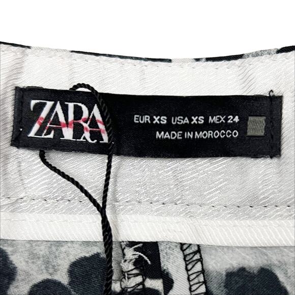 Zara Leopard Print Skirted Shorts Skort Size XS Black Gray NWT - Picture 5 of 7